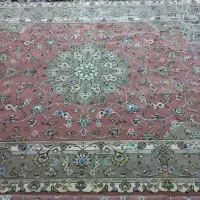 جفت قالی ۶ متری دستبافت کرک ابریشم بوم مسی کاشان