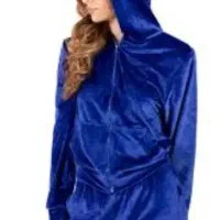 هودی و شلوارمخمل آبی کاربنی سایزLمناسب۳۸تا ۴۴