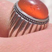 انگشتر عقیق پرتقالی کهنه یمنی