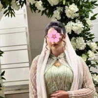 لباس مجلسی مهره دوزی رنگ سبز صدری