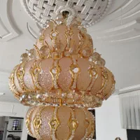 لوستر درحد نو سه طبقه لاله برنزو و کریستالی|لوستر و چراغ آویز|قزوین, |دیوار