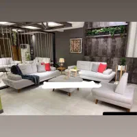 یک عدد سرویس مبل ۷ نفره تخت شو همراه با پاف|مبلمان خانگی و میز عسلی|شیراز, باغ تخت|دیوار