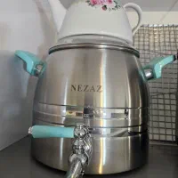 سماور استیل و قوری چینی