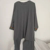 ست تابستانی شومیز شلوار مانتو شلوار فری سایز طوسی