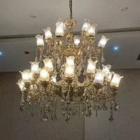 لوستر دوطبقه برنزی بزرگ مناسب تالار وهتل ورستوران|لوستر و چراغ آویز|مشهد, ویلاشهر|دیوار
