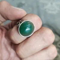 انگشتر نقره عقیق سبز معدنی