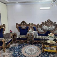 مبل سلطنتی ورق طلا با پارچه ترک ۹نفره درحد نو|مبلمان خانگی و میز عسلی|شهریار, شهرک وائین|دیوار