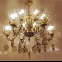 لوستر ۱۲ شعله تمام برنجی (برنز)|لوستر و چراغ آویز|قزوین, |دیوار