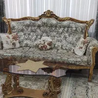 مبل سلطنتی 9نفره چوب گردو به همراه سه عسلی|مبلمان خانگی و میز عسلی|کرمانشاه, |دیوار