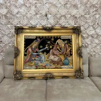 تابلو فرش نفیس عتیقه ابریشم قدمت ۵۰ساله