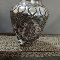 گلدان نقره قلم کاری شده قدیمی