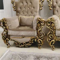 مبلمان سلطنتی 7نفره شیک تمام چوب ومیز