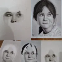 طراحی چهره تکنیک سیاه قلم|تابلو، نقاشی، عکس|اصفهان, جویباره|دیوار