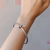 دستبند بنگل گره نقره ای فری سایز