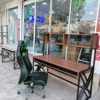 میز تحریر لپ تاب  شلف فلز چوب مدرن