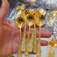 قاشق های نگین دار  چایی خوری طلایی اک