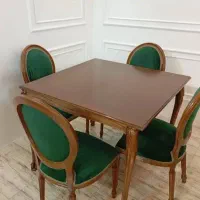میز نهار خوری ۴نفره فرانسوی رنگ فندوقی پارچه مخمل|میز و صندلی غذاخوری|پاکدشت, پاکدشت (مامازند)|دیوار