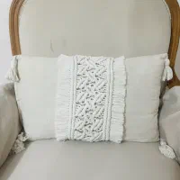 دوعدد کوست مستطیلی مکرومه و لینن