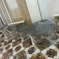 ‌میز جلو مبلی فلزی به همراه سه عدد‌عسلی‌ ست گرد|مبلمان خانگی و میز عسلی|تالش, تالش|دیوار
