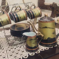 قهوه خوری امپریال،جام تنگ کریستال ترک طلاکوب اکبند