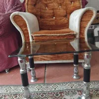 مبل راحتی ۷نفره  ۳عدد جلومبلی شیشه‌ای  تمیز|مبلمان خانگی و میز عسلی|اهر, |دیوار