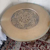 میزوسط جلو مبلی شیشه ۵ میل چوب گردومنبت کاری شد