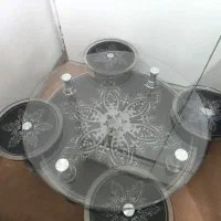 میز وسط شیشه ای و ۴ عدد عسلی