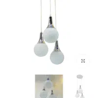 لوستر حبابی مات ۳ تایی و یک عدد حبابی تمام استیل|لوستر و چراغ آویز|مشهد, وکیلآباد|دیوار