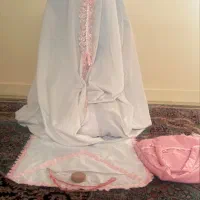 چادر سجاده و کیف نماز سفید صورتی