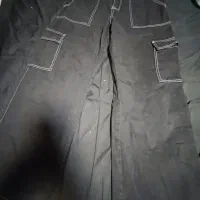 شلوار جین مشکی با خطوط سفید راسته بگ