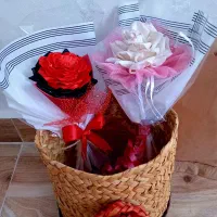 باکس گل روبانی دسته گل رز مصنوعی|گل مصنوعی|بندر انزلی, کوی بهار|دیوار