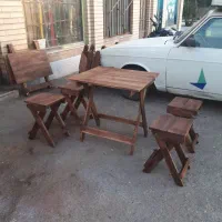 میز صندلی تاشو چوبی کافه قهوه