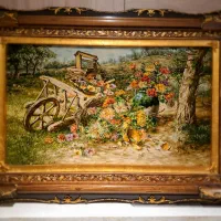 تابلو فرش دستباف چله ابریشم تبریز  ۱۰۰×۱۴۵