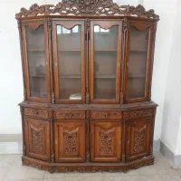 ویترین دکوری دو تیکه کامل از چوب گردو و سالم