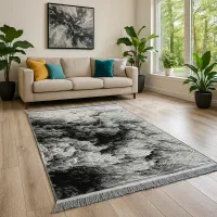 فرش پذیرایی نقرهای مشکی شیک کاشان۱/۵و۴و۶و۹و۱۲متری