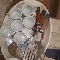فنجان/دیس چینی/سرویس کفگیر و ملاقه دسته چوبی|ظروف سرو و پذیرایی|بروجن, |دیوار