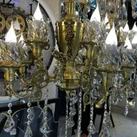 لوستر تمام برنج ۵شاخه دوبل بزرگ بسیار شیک نو