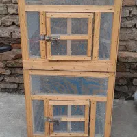 قفس چوبی پرنده قناری و مرغ عشق