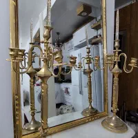 آیینه شمعدان برنجی|بوفه، ویترین، کنسول|مشهد, الهیه|دیوار