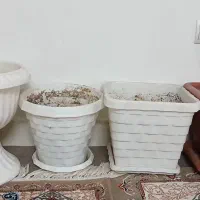 گلدان پلاستیکی و سفالی تمیز و سالم