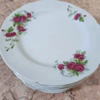 نه عدد بشقاب پلوخوری گلسرخی مناسب عتیقه داران