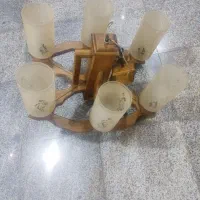 لوستر چوبی ۶ شعله نو و سالم