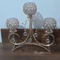 شمعدان فلز و کریستال جنس درجه یک|لوستر و چراغ آویز|کرمانشاه, |دیوار