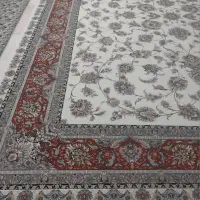 یک جفت فرش دستبافت گونه زمینه کرم‌۱۲ متری