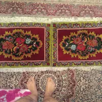 یک جفت پشتی،ریز بافت دست بافت تبریز،عتیقه|پشتی|بومهن, |دیوار