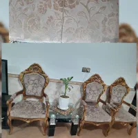 مبل ۷نفره شکلاتی رنگ همراه با میز وسط و دو عسلی|مبلمان خانگی و میز عسلی|جوادآباد, |دیوار