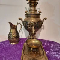 سرویس سماور ذغالی قدیمی برنجی هتل کافه رستوران