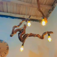 لوستر چوبی پینترستی|لوستر و چراغ آویز|مشهد, ویلاشهر|دیوار