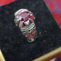 انگشتر یاقوت زمرد نقره سنگ قیمتی