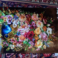 تابلو فرش طرح گل|تابلو فرش|مشگین شهر, |دیوار